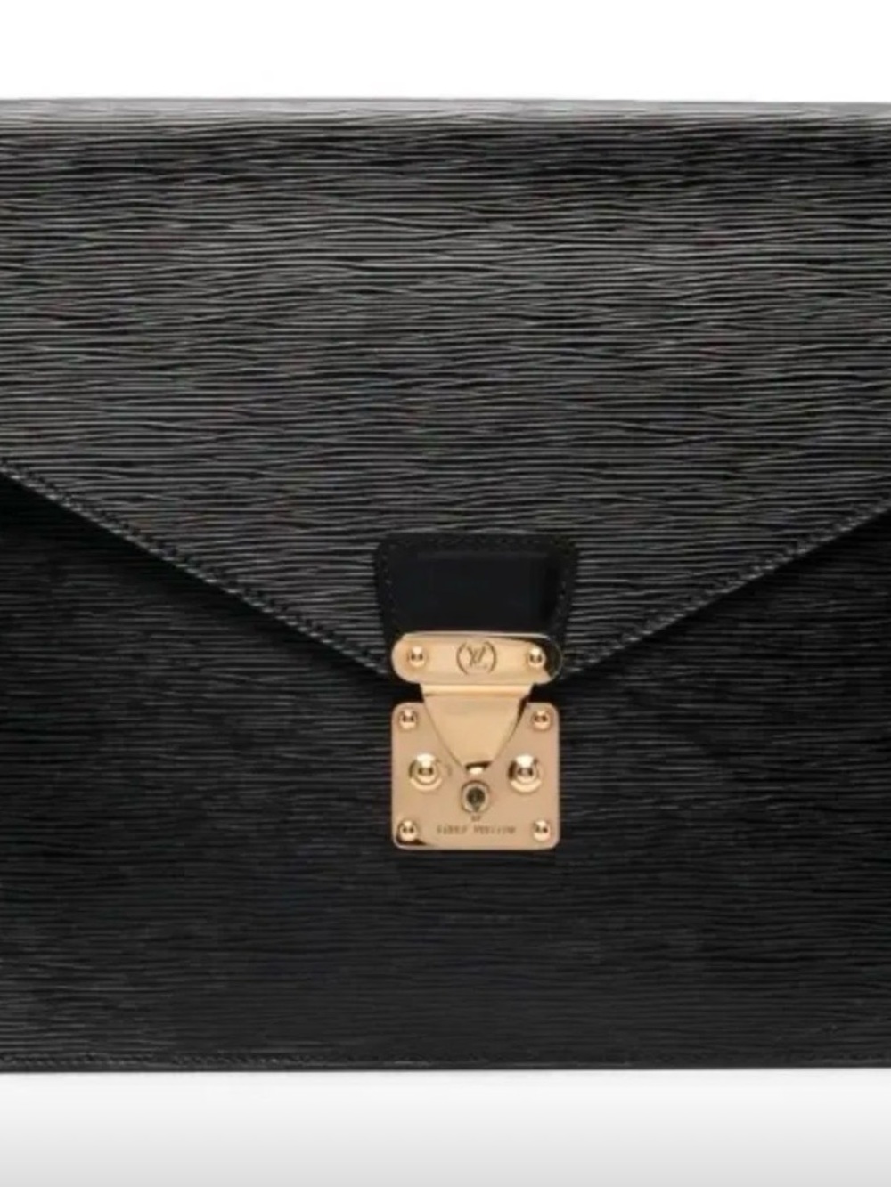 Louis Vuitton Black Epi Leather Envelope Clutch with Gold Hardware Accent